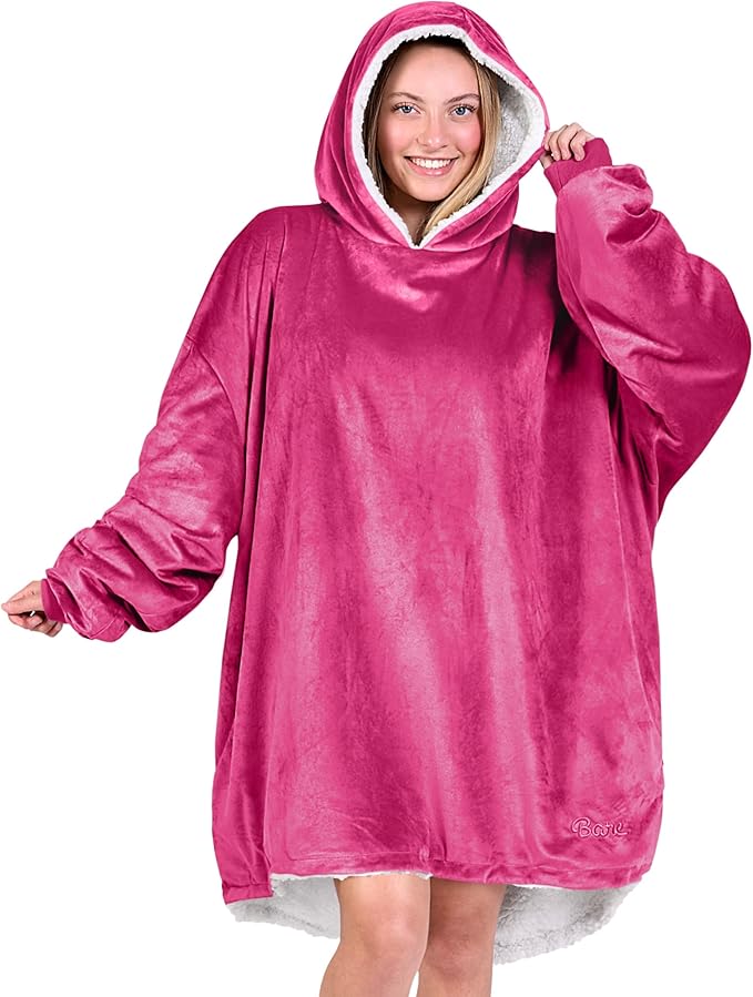 Bare Home Wearable Blanket Hoodie - Soft Plush Sherpa - Warm and Cozy - Oversized Wearable Blanket - Adult & Kid Sizes
