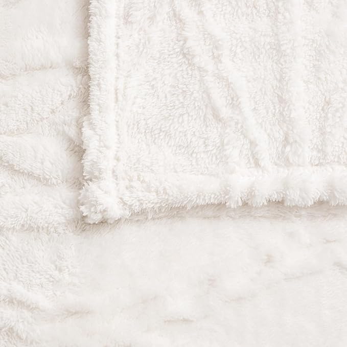 YUSOKI Queen Size Blanket Single Layer,Weight(4.4lb),370GMS-3D Stylish Design for Gift Home Decor (Ivory,90"x90")