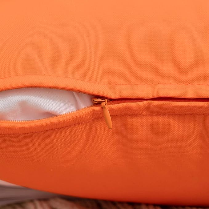 MIULEE Pack of 2 Decorative Outdoor Waterproof Pillow Covers Rectangular Garden Cushion Sham Throw Pillowcase Summer Shell for Fall Patio Tent Couch 12x20 Inch Orange