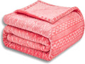 Soft Cozy Fleece Throw Blanket, 50x60 Inches – Lightweight Plush Blanket for Couch, Fuzzy 3D Jacquard Design, for Sofa, Bed & Travel, Hot Pink Chain