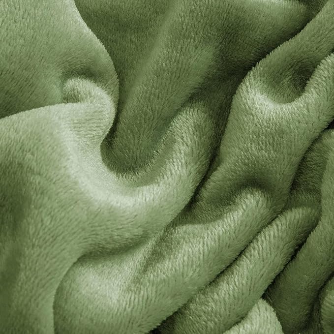 BEDELITE Flannel Sheets Twin Size Sage Green - Super Soft Fleece Sheets Set Fluffy Extra Plush, 3 Piece(Include Fitted Sheet, Flat Sheet, 1 Pillowcase)