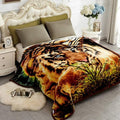 JYK Korean Faux Mink Fleece Blanket 75”x87” and 5 LB Mink Blanket - 2 Ply Reversible 520GSM Silky Soft Plush Warm Blanket for Autumn Winter, A&B Pattern (Queen, Tiger/Tiger Stripes)