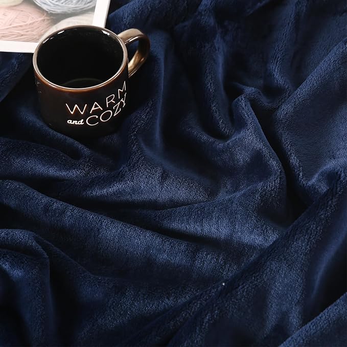 TASTHROW Navy Throw Blanket 60x80 Inches, Soft Plush Cozy Fleece Flannel Throw Blanket, Lightweight Warm Throws for Bed, Couch, Bedroom and Living Room, All Seasons