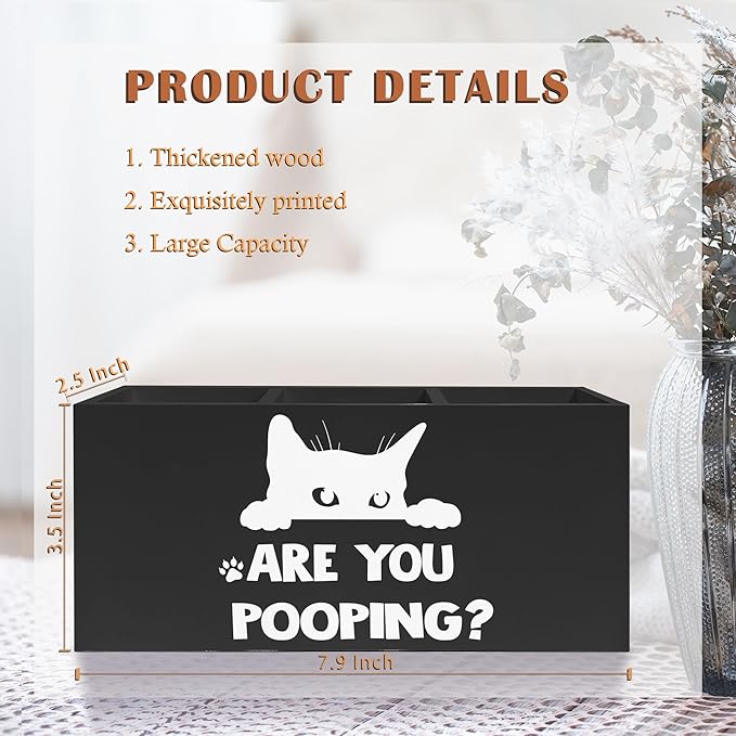 Funny Cat Toothbrush Holders for Bathroom Washroom, Cat Bathroom Decor, Gifts for Cats Lovers Mom, Are You Pooping Humorous Makeup Brush Holder Organizer for Vanity