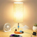 Table Lamp for Nightstand, High-Sensitivity Touch, 3-Level Dimmable Bedside Lamp with AC Outlet | USB | and USB-C, Ideal Night Stand Lamp for Bedroom, Reading, Living Room (Warm&Wooden)