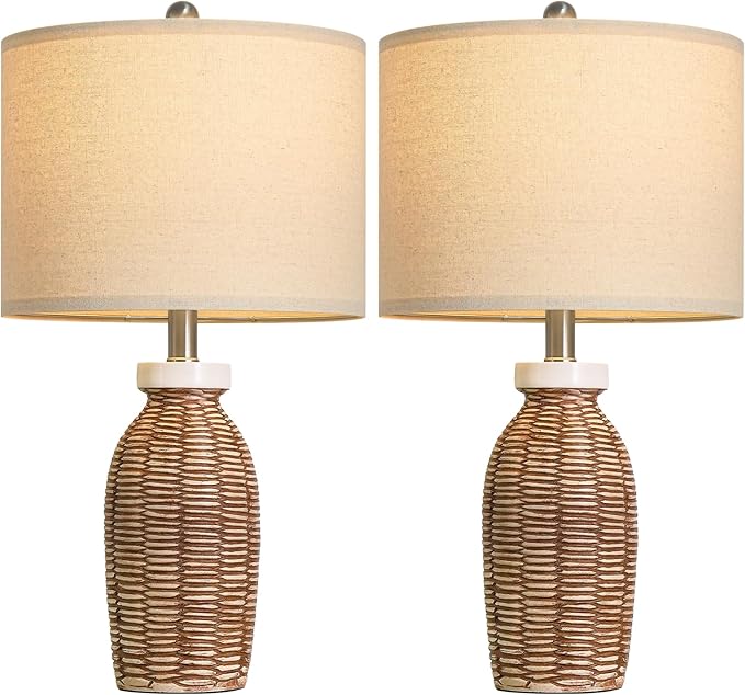 22.75" Table Lamps for Living Room Small Lamps for Bedroom Bedside Lamps Set of 2 Boho Lamps for Night Stands Nightstand Lamp Farmhouse Vintage Rustic Modern Side End Table Lamp Light Home Deco Gifts