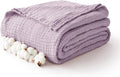 100% Cotton Muslin Blanket Twin 60" x 80", Breathable and Lightweight Cotton Twin Blankets for Couch, Soft Cooling Summer Gauze Blanket for Adults All Season, Lavender