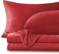 BEDELITE Flannel Sheets King Size Red - Super Soft Fleece Sheets Set Fluffy Extra Plush, 4 Piece(Include Fitted Sheet, Flat Sheet, 2 Pillowcases)