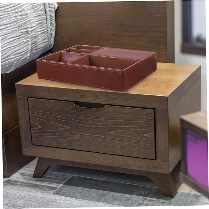 Nightstand Jewelry Box Faux Leather Storage for Phone Keys Wallet Watch Glasses Multi-compartment Organizer for Home and Office for Jewelry and Accessories Storage