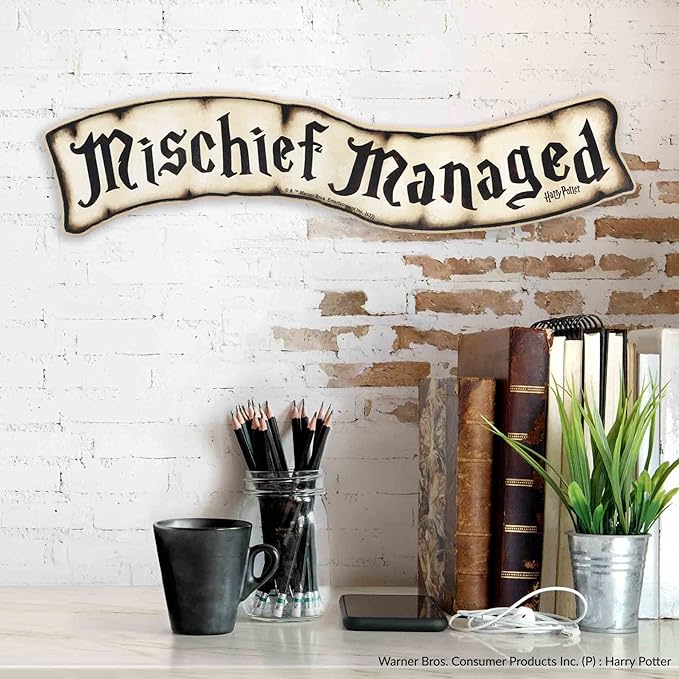 Harry Potter Mischief Managed Rustic Wood Wall Decor - Vintage Mischief Managed Sign for Home Decorating