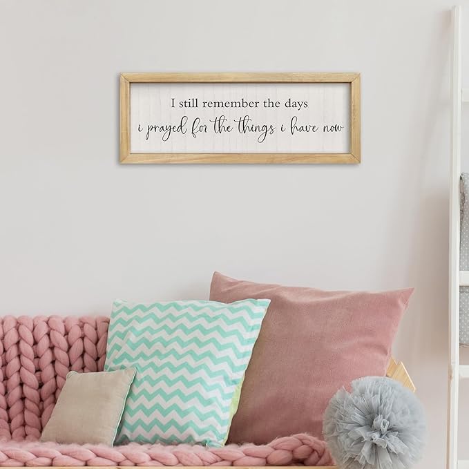 comurdyo I Still Remember the Days I Prayed Sign Wall Decor 16"×6" Master Bedroom Living Room Wooden Framed Wall Hanging Art (Wood)
