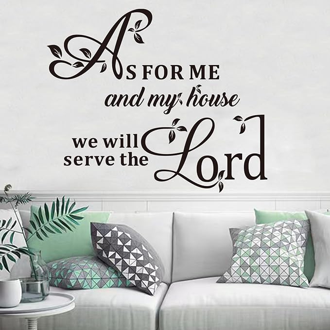 Inspirational Wall Stickers for Living Room: Bible Verse Christian Quotes Positive Vinyl Art Wall Decals - As for Me and My House 30" X 25"
