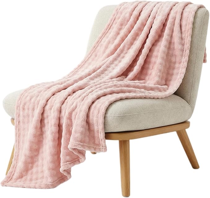 Fluffy 3D Bubble Throw Blanket for Couch & Bed – Cozy Soft Fleece Blankets for Women & Girls – Warm Lightweight Fuzzy Twin (60x80) – Machine Washable Gifts