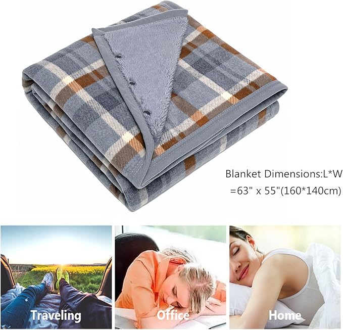 forestfish Fleece Wearable Blanket Oversized, Comfy Lightweight Lap Blanket Poncho Throw With Buttons, 63“x 55”