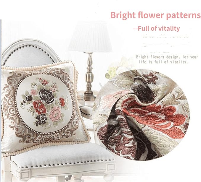 SZHELEJIAM Pillow Cover18x18, Set of 2,Embroidered Jacquard Throw Pillow Covers,Vintage Floral Decorative Cushion Covers for Sofa, Bed,Lounger Greywhite