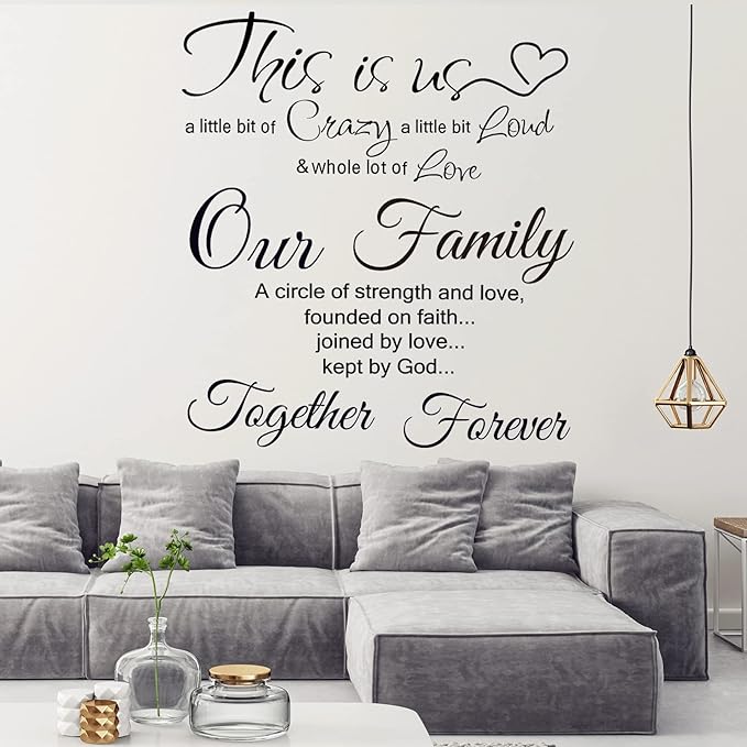 Family Quotes Wall Decals This is Us Wall Decor Vinyl Stickers for Living Room Bedroom Inspirational Art Decorations for Home Office Teen Dorm