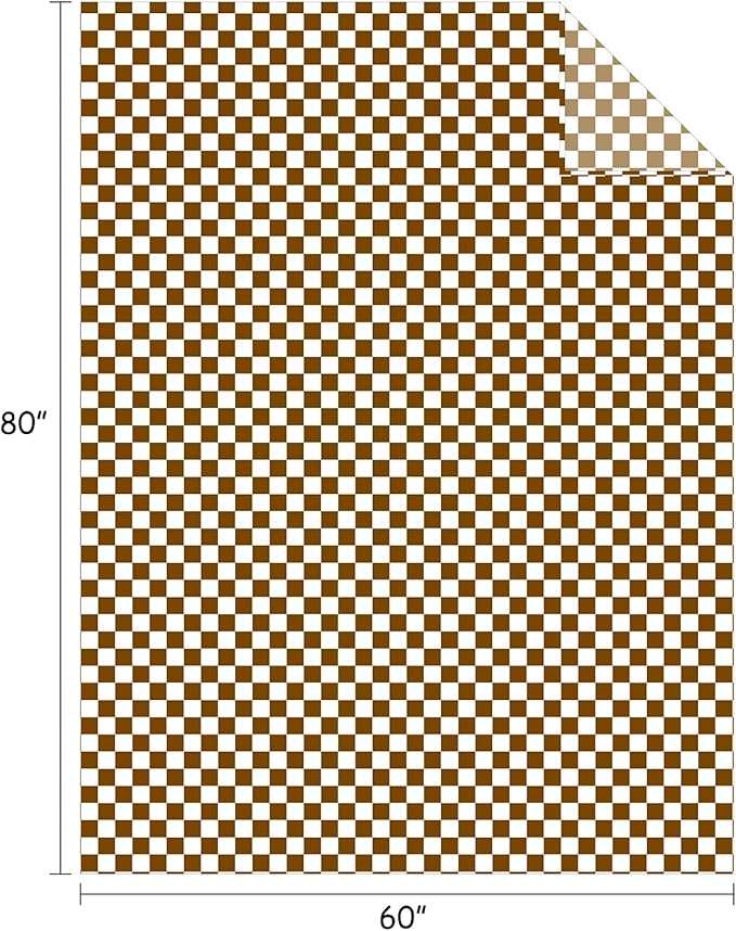 FY FIBER HOUSE Checkered Flannel Fleece Throw Blanket Soft Cozy Checkerboard Grid Print Chessboard Gingham Pattern Blankets for Bed Couch Sofa, 60"x80", Oak
