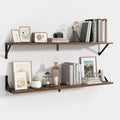 Axeman 40 Inch Floating Shelves | 8 Inch Deep Brown Wall Shelves Set of 2 | 39.4" W x 8" D Rustic Brown Wood Shelves for Bathroom Kitchen Living Room