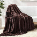 Exclusivo Mezcla Plush Fuzzy Fleece Throw Blanket Extra Large, Super Soft, Fluffy and Warm Blankets for Couch, Bed, All Season (Coffee, 50x70 inches)
