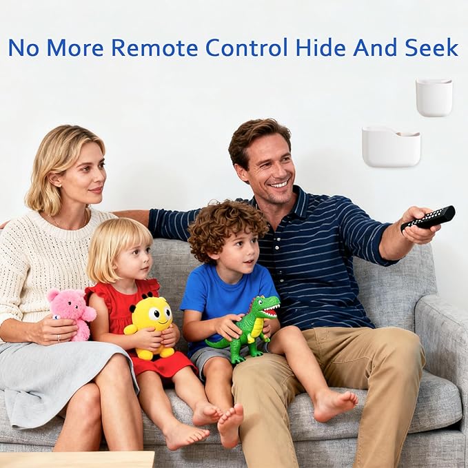 Remote Holder Wall Mount TV FAN Remote Control Holder Bedside Caddy Wall Organizer Phone Holder for Office Adhesive Media Player Controller Holder Box Tray Home Desk Nightstand White 1Big 2Small
