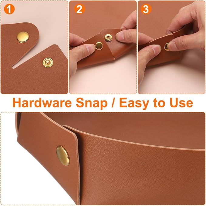 uxcell 2 Pcs Valet Tray for Women and Men, PU Leather Jewelry Tray Entryway Table Bedside Nightstand Catchall Storage Organizer for Jewelry Key Coin Watch Wallet (2 Size, Black)