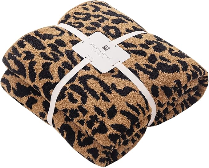 MH MYLUNE HOME Ultra Soft Leopard Throw Blanket (50x60 inches) Microfiber Blankets Plush Warm Reversible Cheetah Blanket Leopard Pattern Throw for Couch Bed Sofa - Brown, 50"x60"
