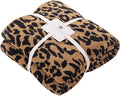 MH MYLUNE HOME Micro Plush Microfiber Polyester Blanket (71x78 inch, Brown) Ultra Soft & Warm Reversible Leopard Pattern Blanket for Sofa Couch Bed, Extra Large