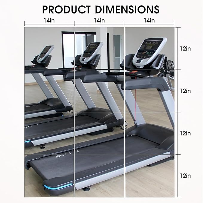 VASUHOME Home Gym Mirrors 14 x12 Inch - 12PCS HD Glass Wall Mounted Mirror Tiles for Home Gym, Bedroom, Living Room, Door, Closet