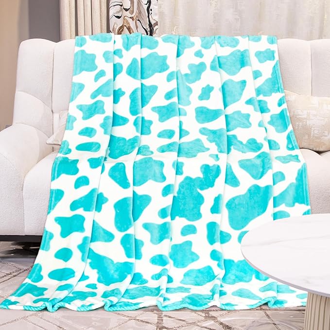 Blue Throw Blanket for Couch & Bed, Warm Fuzzy Fleece Soft Blankets for Adults & Kids, Light Blue Gifts for Women Girls Boys, Cozy Cute Coastal Blue Living Room Decor, 50x60 Inches