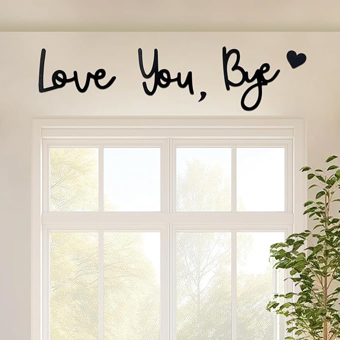 Love You Bye Wood Sign Home Decor Boho Decor Wall Decor Express Love and Warm for Your Family Lovers Wall Art Gift Hallway Entryway Door Valentine Decorations for Home (L)