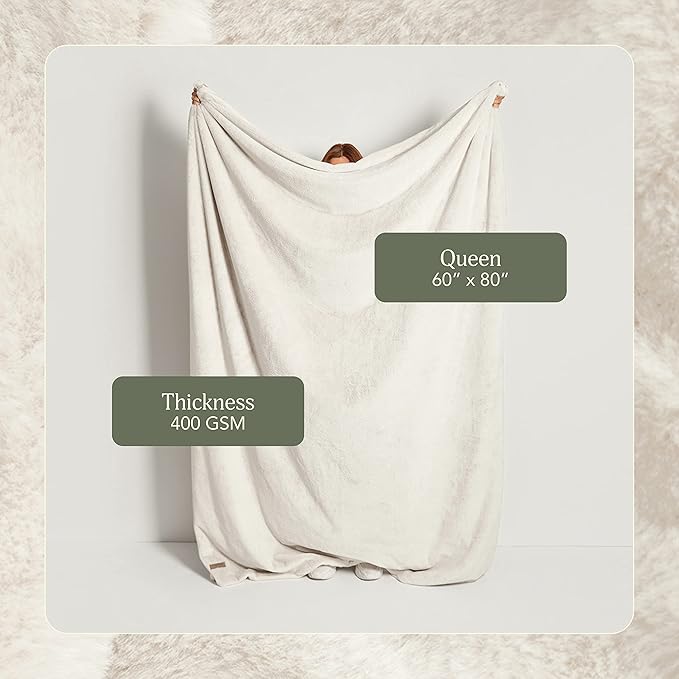 UnHide Lil’ Marsh Faux Fur Blanket - Lightweight, Soft Throw Blanket - Machine Washable - Ideal for Bed, Couch, or Reading Chair- Medium (60" x 80") Snow White