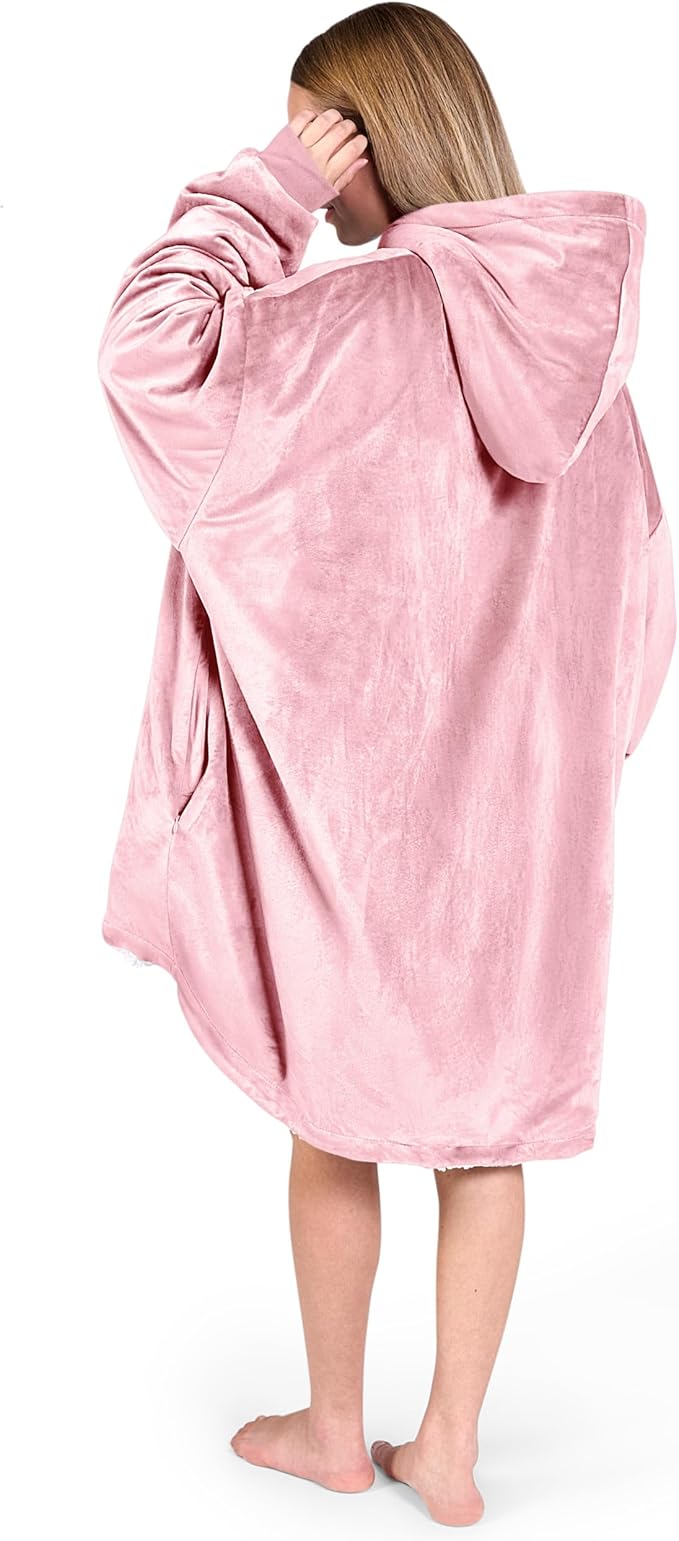 Bare Home Wearable Blanket Hoodie - Soft Plush Sherpa - Warm and Cozy - Oversized Wearable Blanket - Adult & Kid Sizes