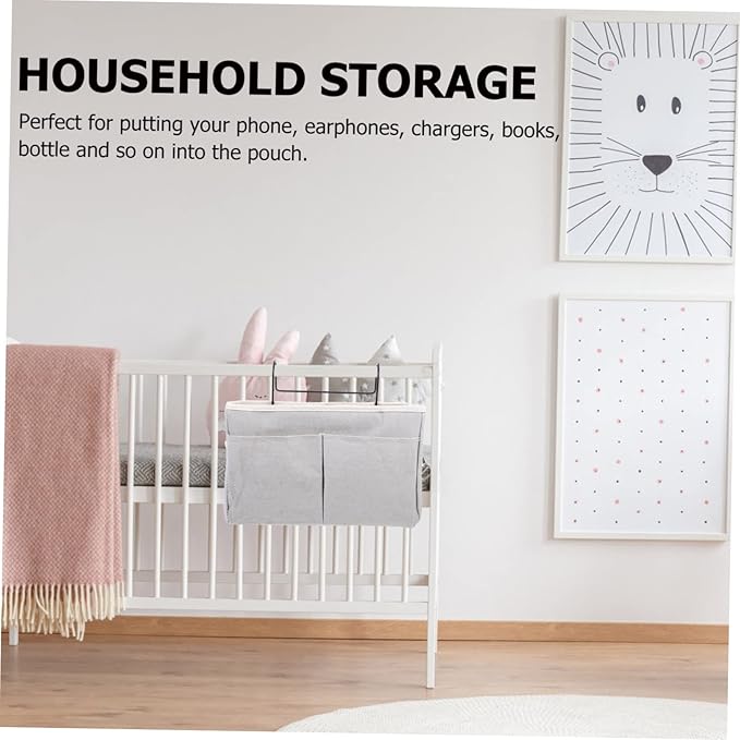 Cabilock Practical Hanging Bedside Storage Basket Multipurpose Pouch Pockets Dorm Bed Bunk Loft College Dorm Rooms Baby Rails Bedroom Living Room