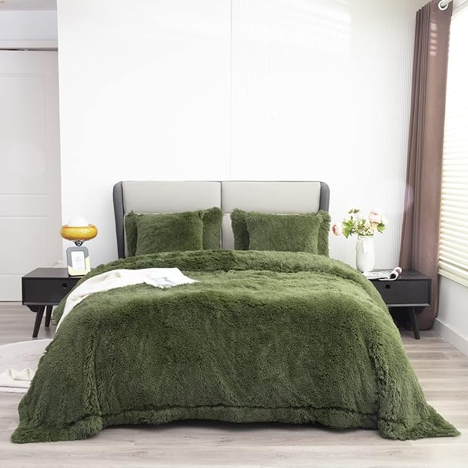 YUSOKI Faux Fur Queen Blanket(Olive Green,90" x 90"),Whithout Pillows,Winter Lightweight Plush Fuzzy Soft Cozy Microfiber Comfy Bed Blanket for Women Kids Girls Couch Sofa Washable