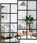 DUMOS Wall Mirror 16" x 32", Set of 2 Rectangle Window Pane Decorative Mirrors, Metal Framed Wall Mounted Mirror for Bathroom, Bedroom, Entryway