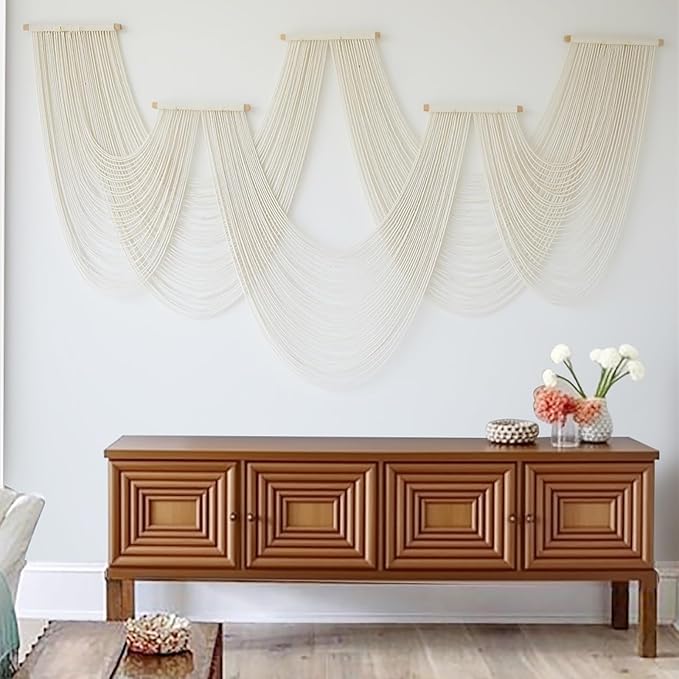 IOWER Macrame Wall Hanging Large Wall Home Decor Modern Fiber Wall Art Geometric Decoration Headboard Living Room Bedroom Backdrop