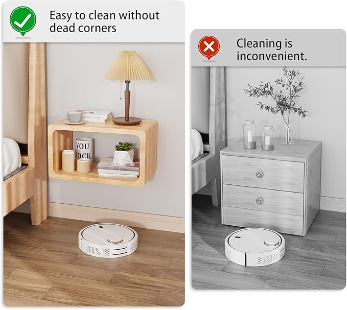 Bamboo Floating Nightstand with Storage Drawer and Modern Open Shelf Cubby，Bedroom, Living Room, Kitchen, Tool Room for use. (Natural, Prepare for Departure)