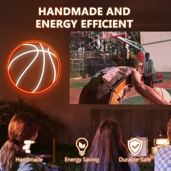 Basketball Neon Sign, 12.6×12.6 Inch Basketball Led Neon Light, Dimmable LED Neon Signs for Wall Decor, Powered by USB Wall Decor Aesthetic, Sports Neon Signs for Room Bedroom Shop Decor