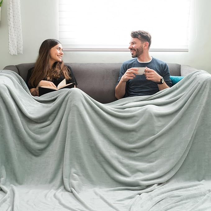 PHF Oversized King Big Fleece Blanket 120"x120", No Shed No Pilling Extra Large Soft Blanket, Giant 10'x 10' Lightweight for Bed, Sofa Travel and Camping, Suitable for All Season, Sage Green