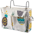Surblue Bedside Caddy Bedside Storage Bag Hanging Organizer for Bunk, Hospital Beds, Dorm Rooms Bed Rails Camp 4 Pockets and 2 Hooks (Pineapple)