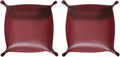 HARFINGTON 2pcs PU Leather Valet Tray Unisex Folding Small Catchall Tray Portable Entryway Table Tray Nightstand Bedside Desk Tray for Key Wallet Watch Coin Jewelry Dice, Wine Red