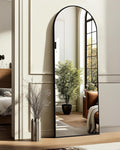 Arched Full Length Mirror, 56"x15" Standing Body Mirror for Wall, with Aluminum Alloy Frame for Bedroom, Living Room, Dressing Room(Black)