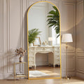 OLIXIS Arched Full Length Mirror for Bedroom, 65"x24" Full Body Mirror with Stand, Hanging or Leaning for Wall, Aluminum Alloy Thin Frame Floor Standing for Living Room, Long, Gold