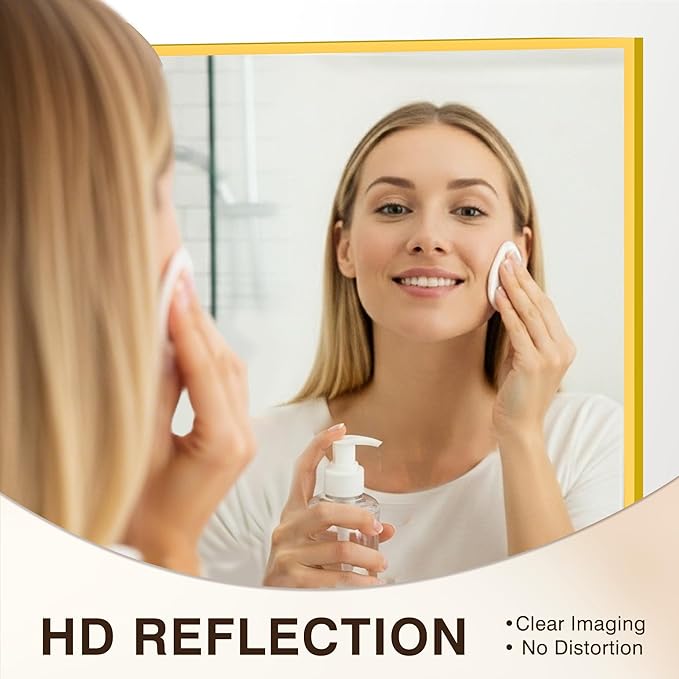 FICTOR Bathroom Vanity Mirror-Gold,36x24 Inch, Shatterproof & Anti-Rust, Wall Mount Rectangle Mirrors with Metal Frame for Over Sink, Bathroom, Bedroom, Living Room,Entryway