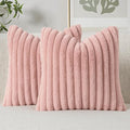 MIULEE Faux Fur Valentines Decorative Throw Pillow Covers 20x20 Inch Set of 2, Modern Spring Home Decor Cute Soft Plush Couch Pillows Cozy Fluffy Cushion Covers for Sofa Bed Blush Pink