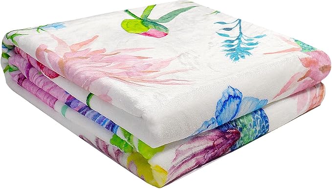 Hummingbird Throw Blanket Floral Flower Throw Blankets Spring Colorful Flannel Fleece Throw Blankets Gifts for Women Children Soft Cozy Plush Throw Blanket 60" x 80"