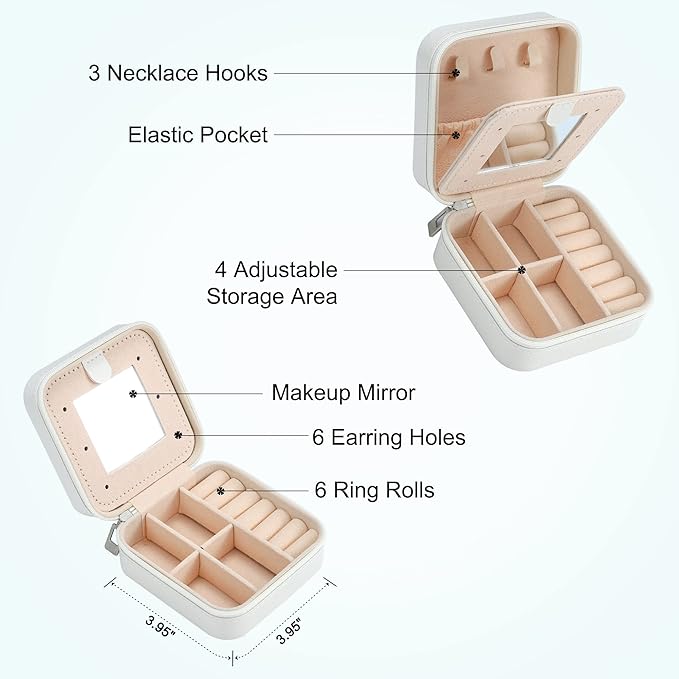 Parima Jewelry Organizer Box - Small Travel Case, Mini Jewelry Boxes for Women - Letter Y, White