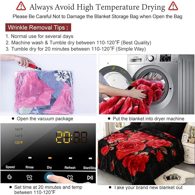 JYK Soft Blanket Korean Mink Blanket, 5.7 LB Fleece Blanket King 83'' x 91'' - 2 Ply Reversible 520GSM Super Soft Plush, Medium Thick, Warm Bed Blanket for Autumn Winter - Peony/Rose