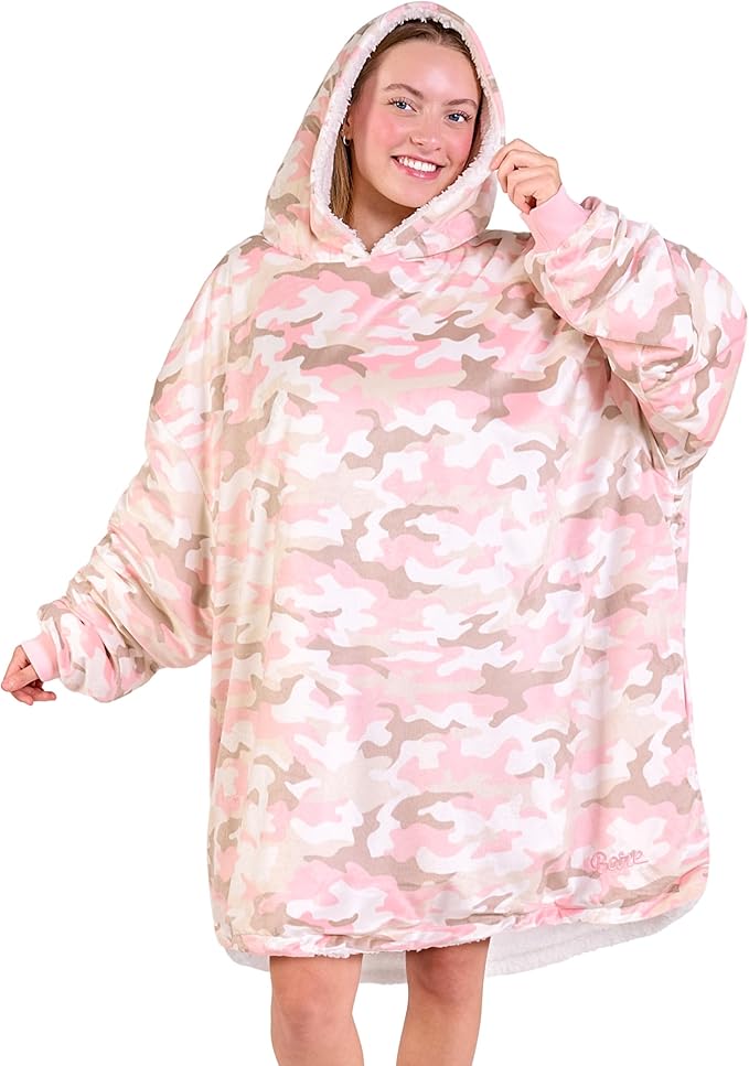 Bare Home Wearable Blanket Hoodie - Soft Plush Sherpa - Warm and Cozy - Oversized Wearable Blanket - Adult & Kid Sizes