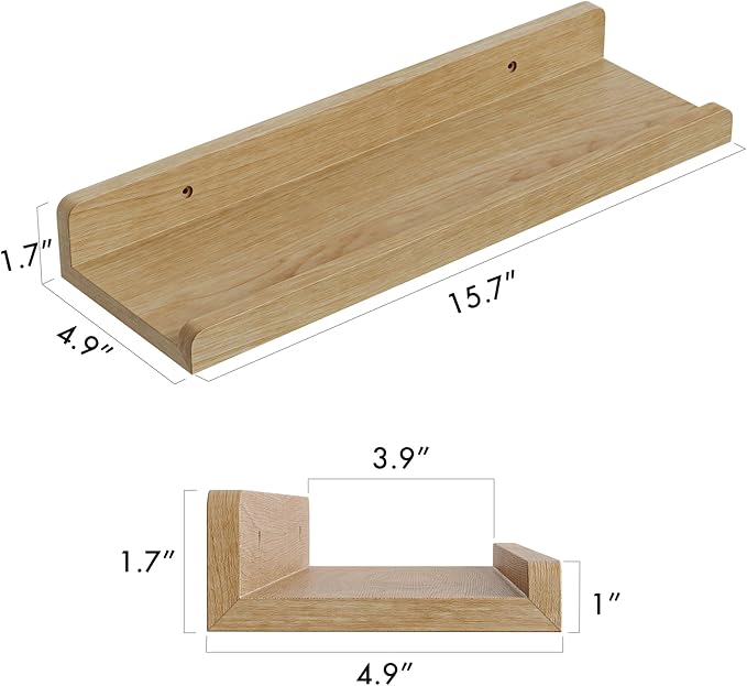 16’’Natural Floating Shelves for Wall Set of 6,Rustic Wood Shelf for Room Decor/Storage/Display,Small Bookshelf,Wall Mounted Hanging Shelves for Bedroom, Bathroom, Living Room, Kitchen